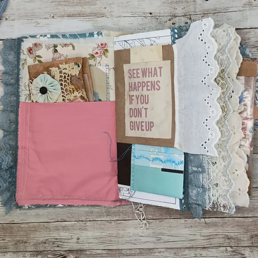 Turquoise Embellished Junk Journal: Flowers, Birds and Butterflies (Laugh)